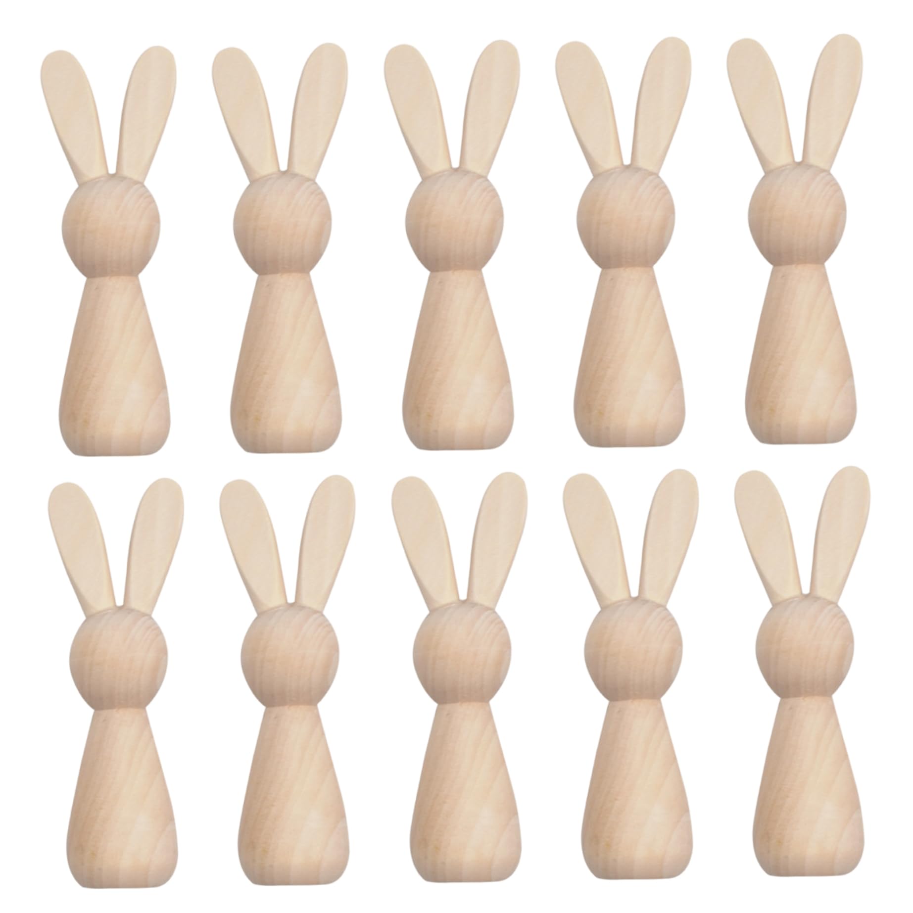 10 Pieces Wooden Easter Bunny, Natural Wood Bunny Figurines for DIY Crafts Spring Home Decoration Table Centerpiece