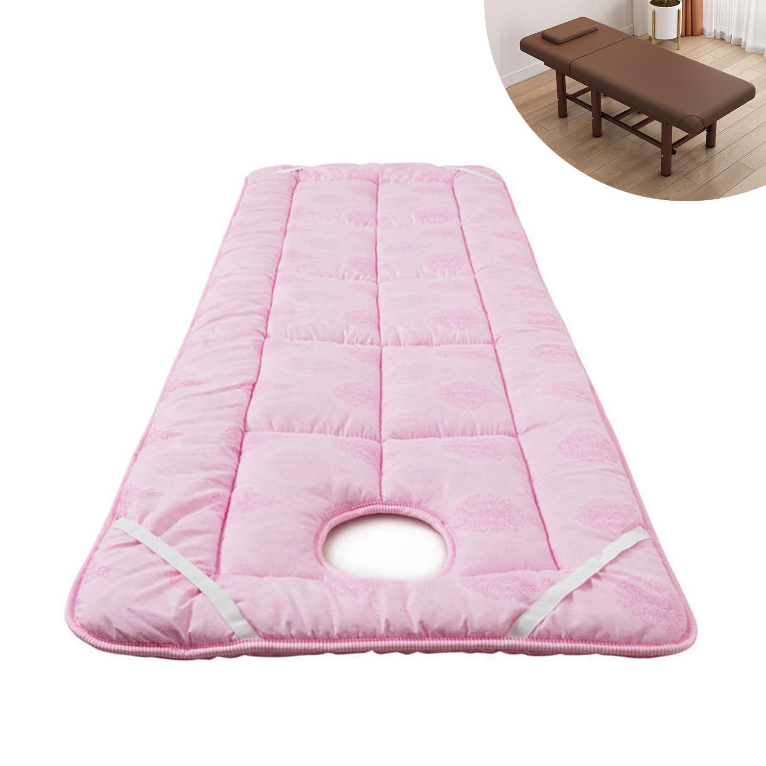 LXJDDLD Lash Bed Cushion Cover, Non-Slip Spa Bed Padding, Massage Table Pad, Square Head Massage Table Mattress Topper with Breathing Holes, for Tattoo Table Beauty Salon Bed, Pink, S 70x185cm