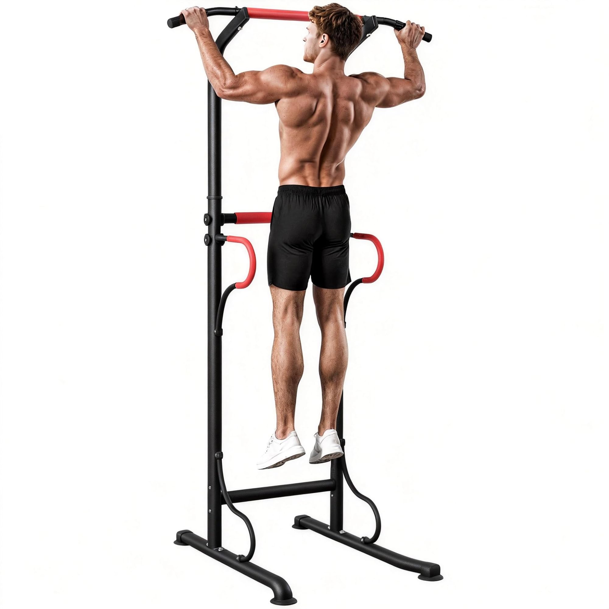 HOMCOM Pull Up Station with Dip Station and Push-up Stand, Height Adjustable Power Tower, Free Standing Pull Up Bar for Home Gym