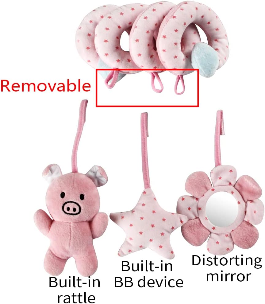 vocheer Hanging Toys for Car Seat Crib Mobile, Infant Baby Spiral Plush Toys for Crib Bed Stroller Car Seat Bar, Pink Pig : Toys & Games