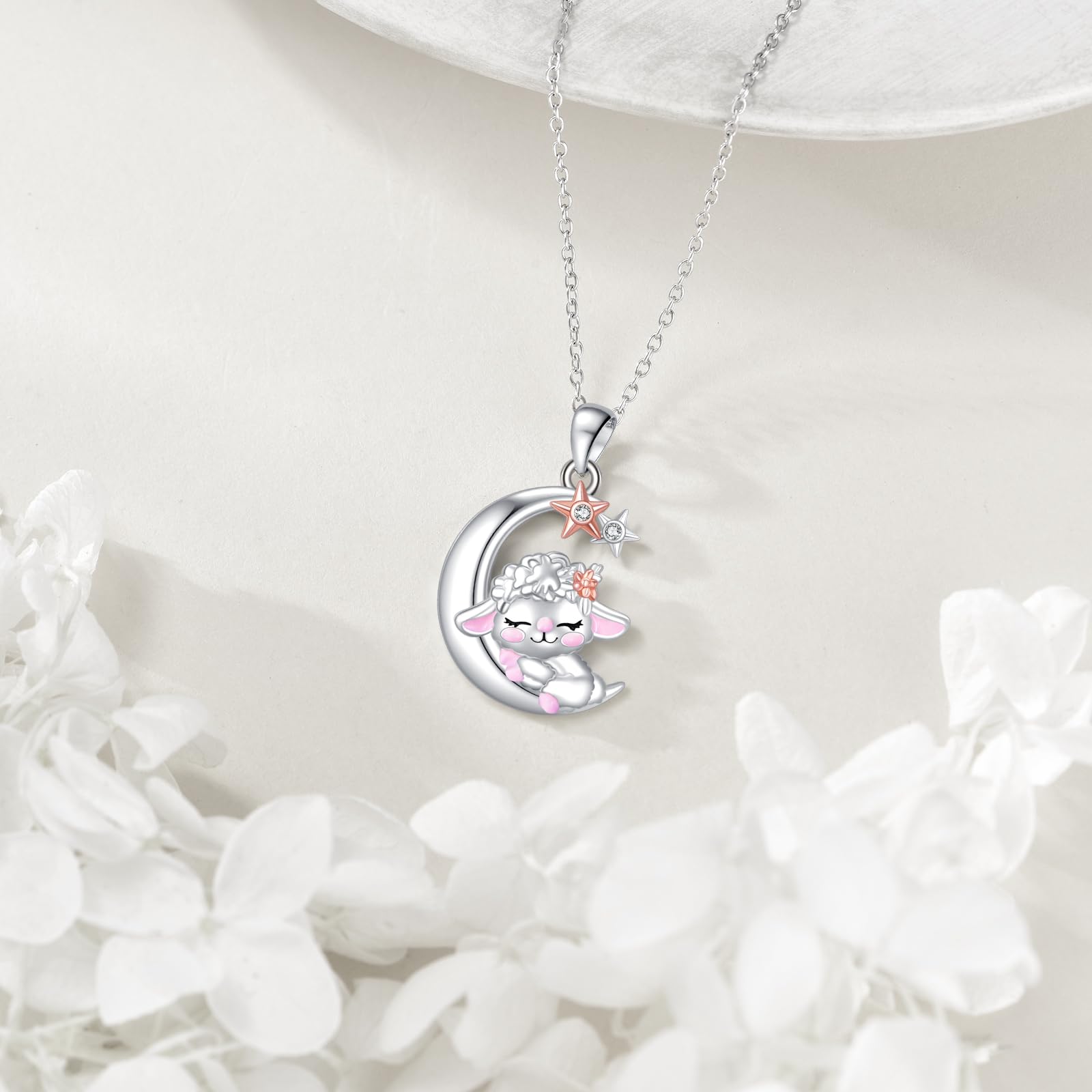 YAFEINI Koala Kette für Damen 925 Sterling Silber Mond Anhänger Halskette für Mädchen Koala Schmuck Geschenk