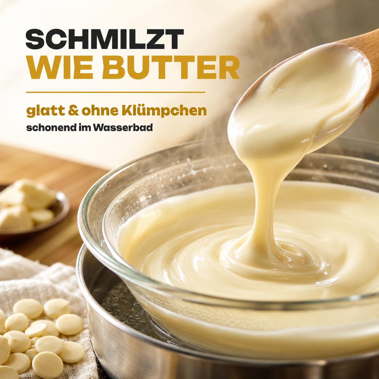 GiDeli Weiße Schokolade Drops 5kg im Eimer - Kuvertüre mit Kakaobutter & 33% Kakao - Backschokolade zum Schmelzen - Einfache Dosierung - Ideal für Pralinen, Ganache & Schokoladenfondue