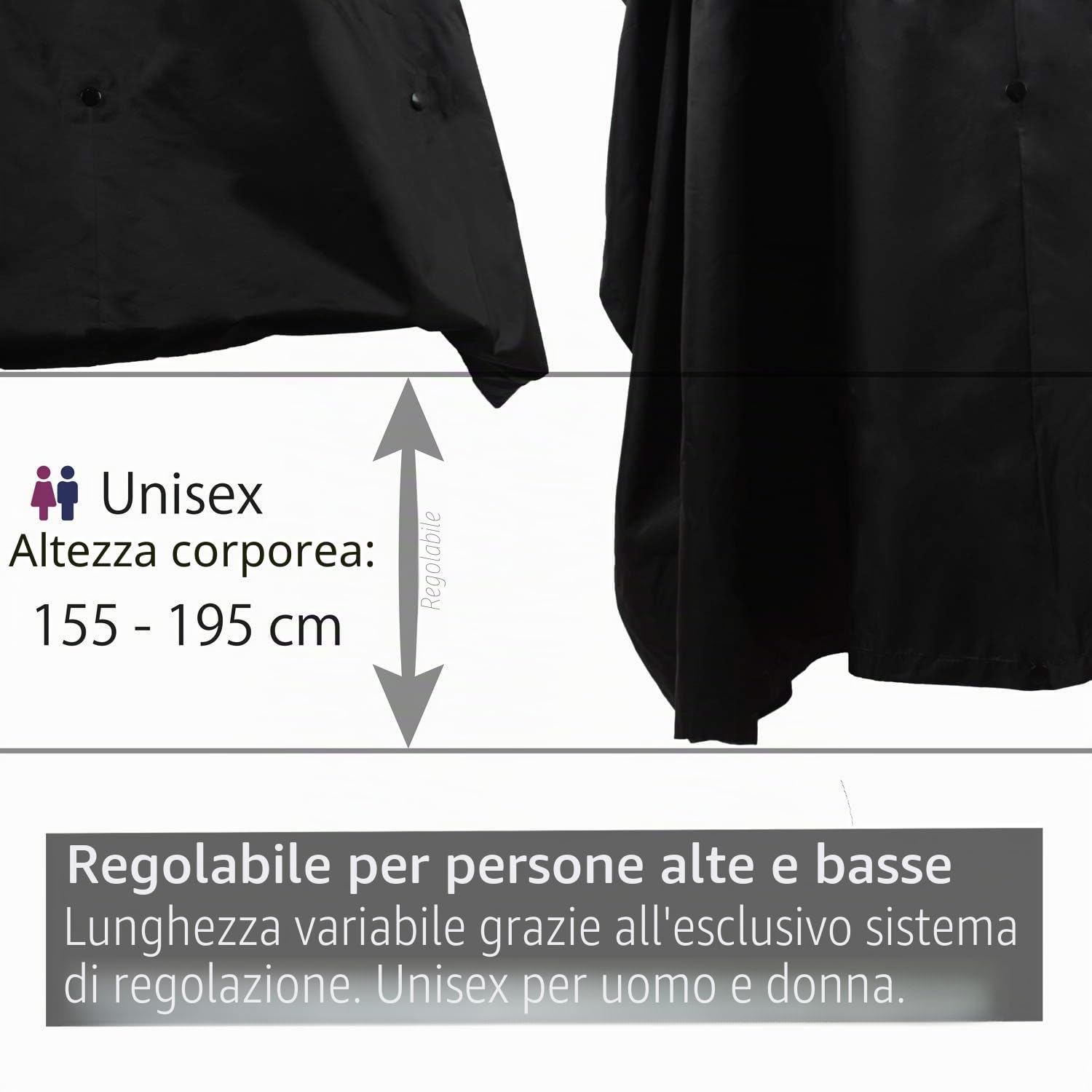 Outdoro RP-10-SW, Poncho antipioggia giacca antipioggia con mantella antipioggia Uomo, 155-195