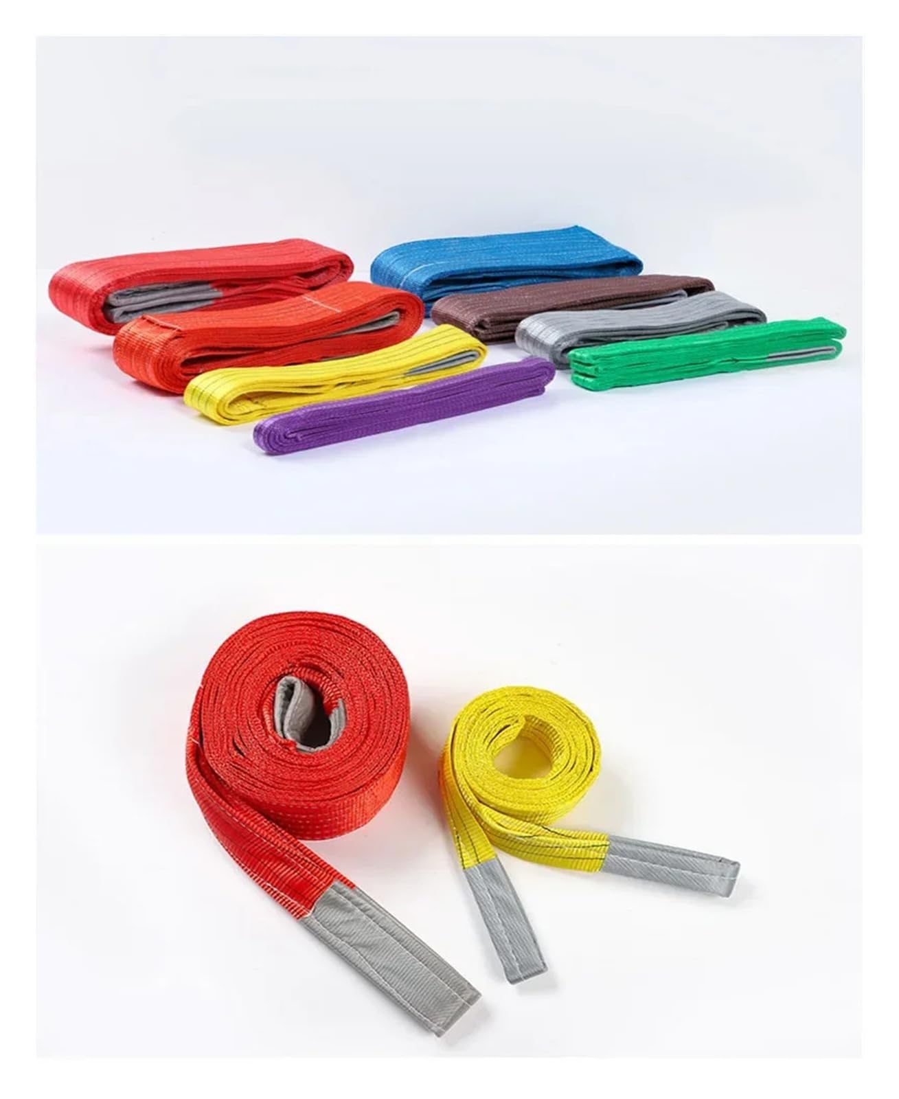 Ancho 125 mm Nylon Plano Grúa Eslinga de elevación Industrial Plegado Elevación Remolque Cuerda Correa Correa WLL Peso 5 toneladas Longitud 1~12 m