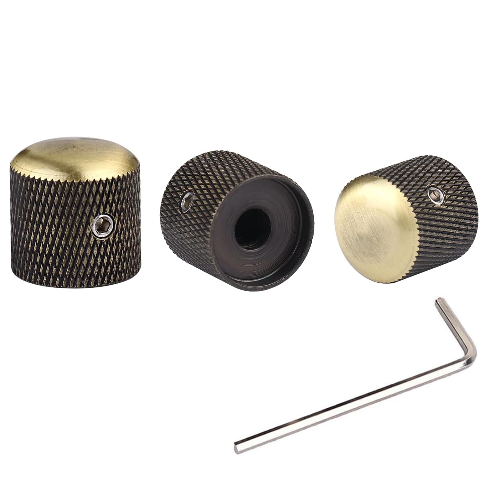 Gałki do gitary z brązu, kopuła, metalowe pokrętło do gitary z regulacją głośności do Fender Strat, Telecaster, Gibson, Les Paul, akcesoria do gitary basowej, brązowe, 3 szt