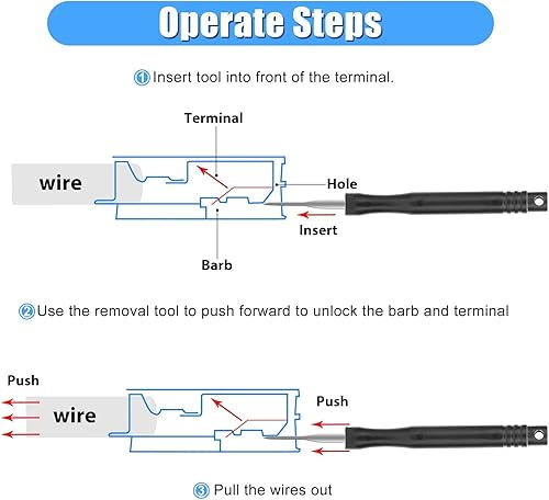 Miniatura 5 de Kit de herramientas de extracción de terminales mejorado, juego de herramientas extractoras de pines, herramienta de depósito, conector de cable