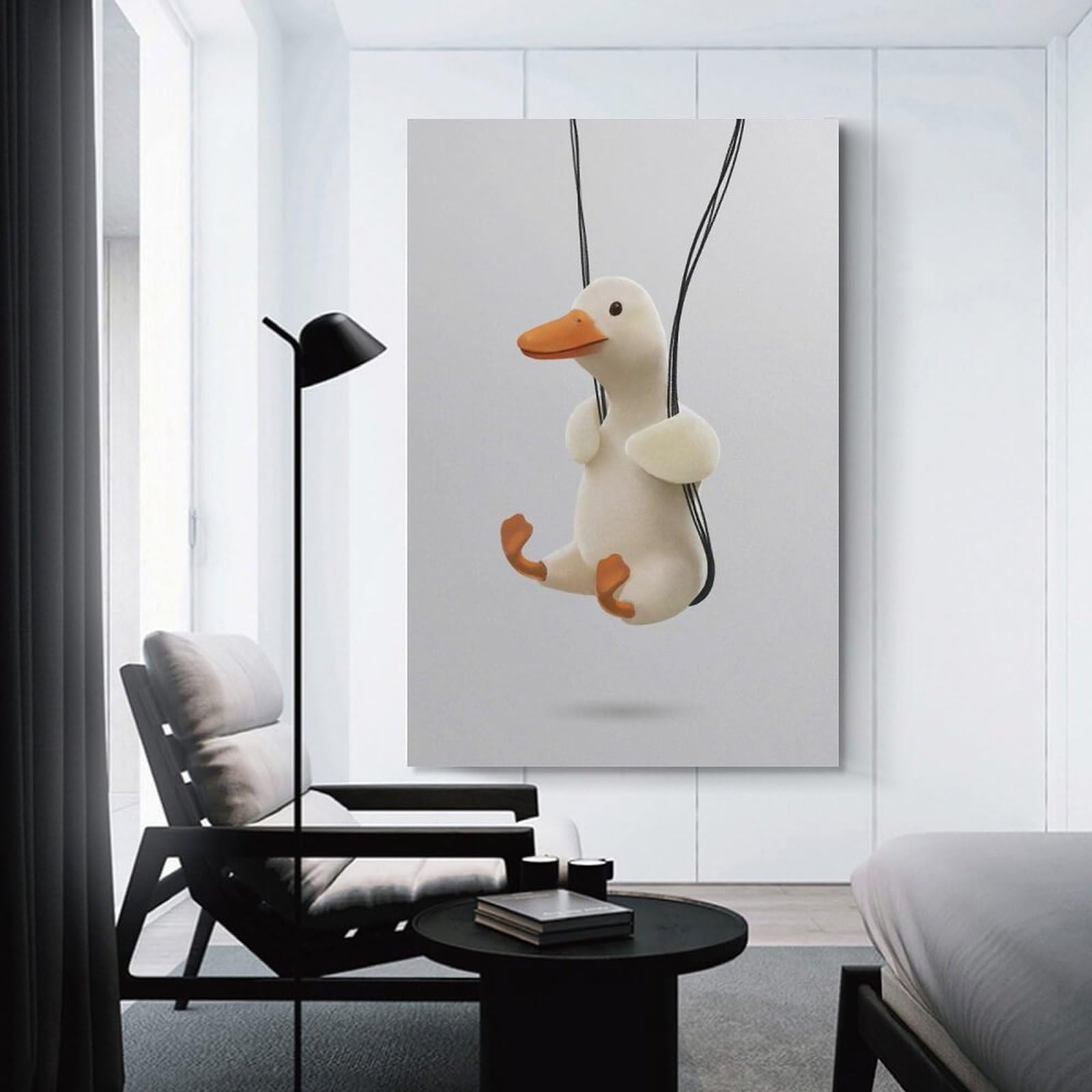 Junmoney Swinging Duckling Meme Canvas Art Print 16x24inch(40x60cm), for Entrance Spaces, Stair Walls Or Halls, Wall Decor to Refresh Empty Corners