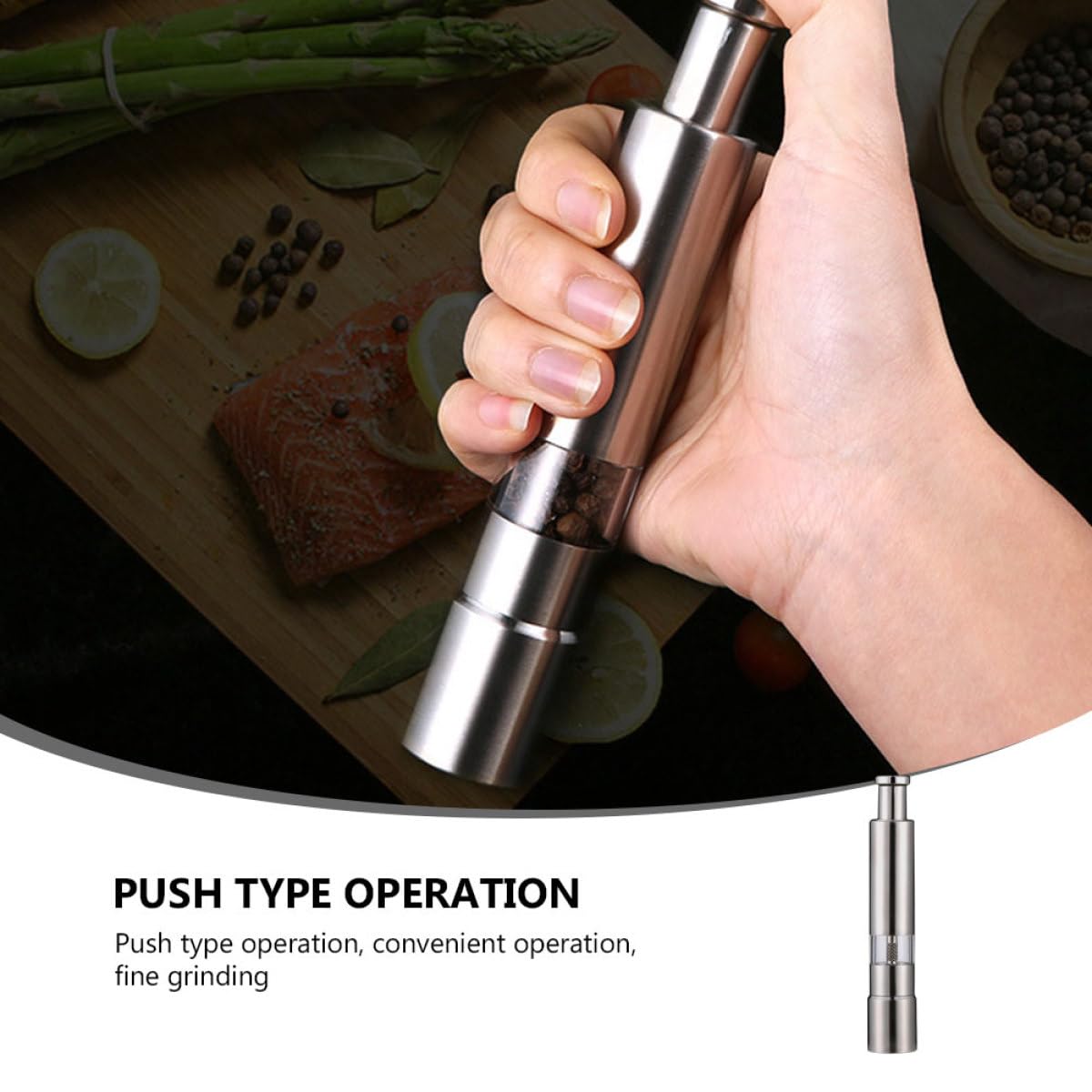 Handmühle für Schwarzen Pfeffer aus Edelstahl, Fein Mahlend, Silber | 1 Stück, für Kreuzkümmel und Weitere Lebensmittel Geeignet, Kompakt für Küche und Tisch
