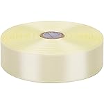 Baocuan Satin Ribbon 50 Yards Solid Fabric Ribbons Roll for Wedding Invitations, Bridal Bouquets, Sewing, Party Decorations, Gift Wrapping and More (Rice White, 1 inch)
