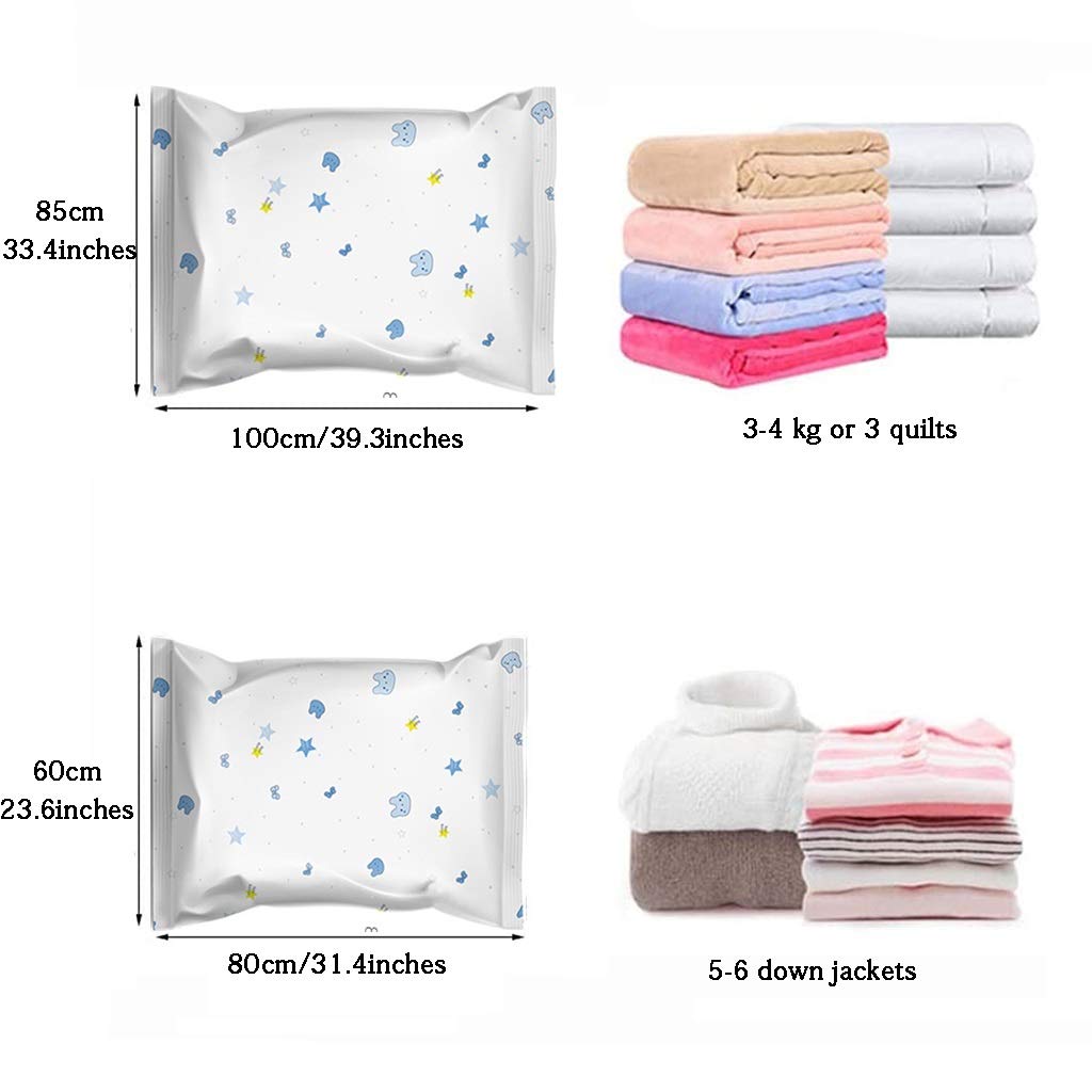 Sacchetti Sottovuoto Sacchetti Sottovuoto, Borse da Viaggio Sottovuoto con Pompa A Mano, Seal Compression Bag, Borse Salvaspazio Jumbo, per Coperte da Letto per Abbigliamento, Set 8 Pezzi