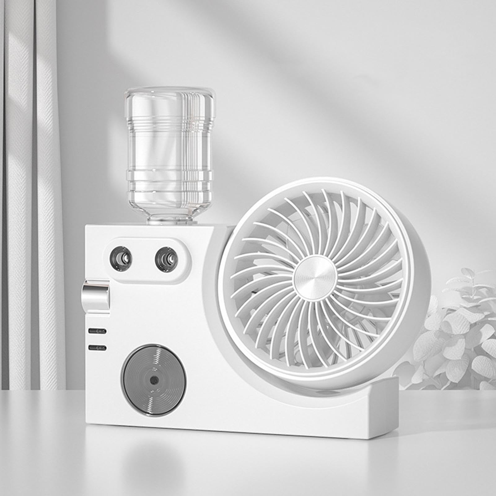 Ventilateur avec Fonction Brumisation Refroidisseur Rechargeable par USB | Ventilateur Brumisant Portatif pour Chambre à Coucher Dortoir Bureau Estival Maison Intérieur Bureau