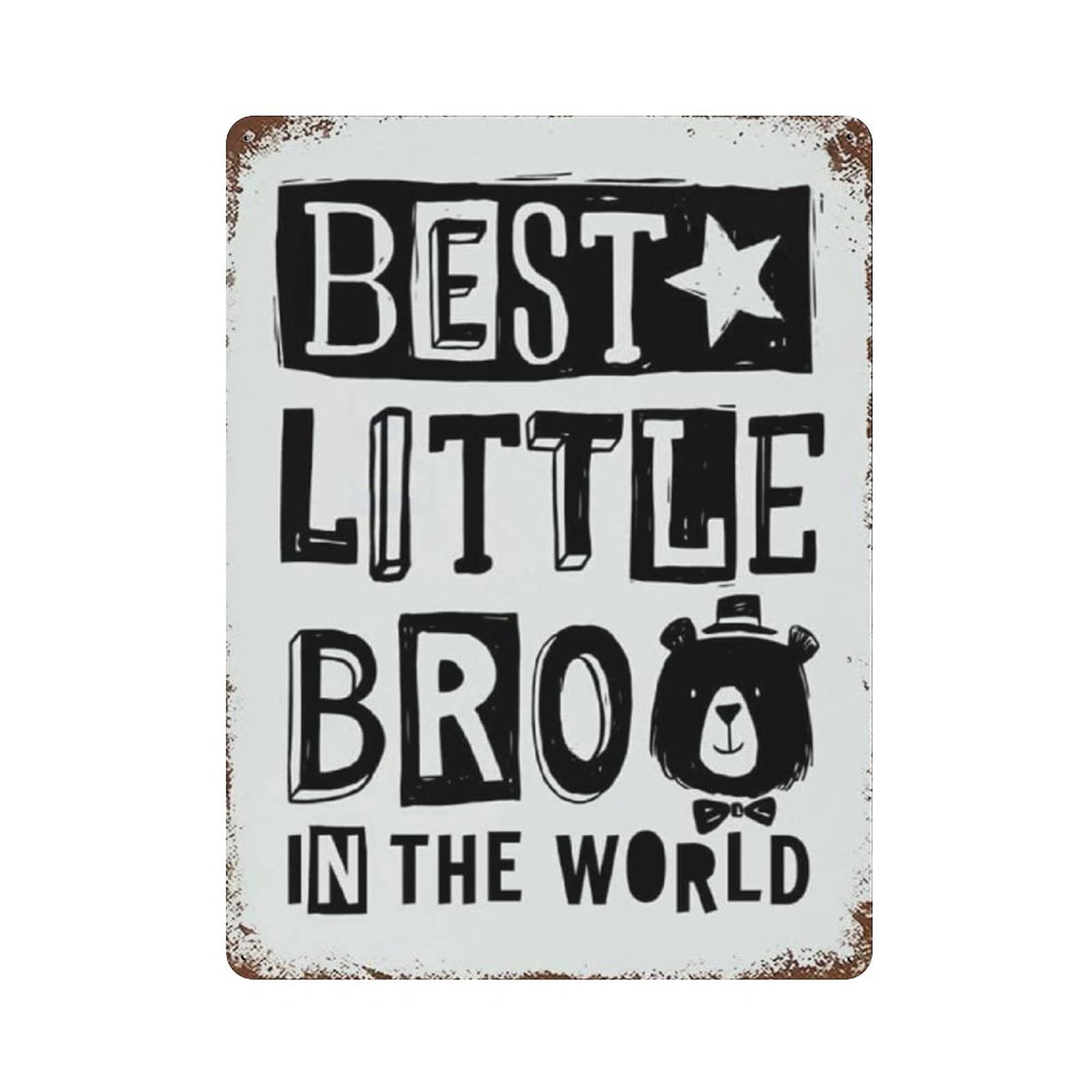 Metal Tin Sign Best Little BRO in The World Vintage Tin Poster Metal Sign Wall Decoration Country Kitchen Home Garage Decor 16"x12"