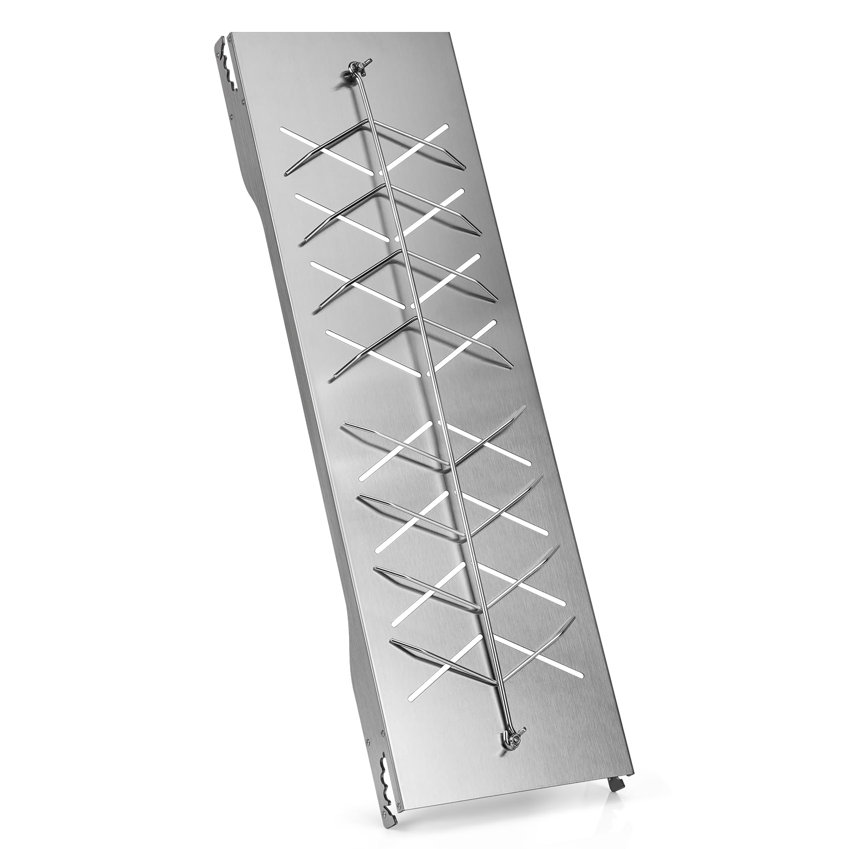 onlyfire Flammlachsbrett Edelstahl, Extra Breit 19cm Flammlachshalter, Lachsbretter zum Grillen Feuerschale und Kugelgrill, Robustes Lachsbrett, 180° Drehbar, Groß Flammlachs Halterung