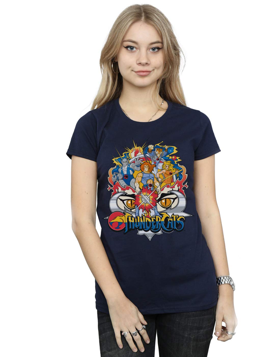 Absolute Cult Women's Navy Blue Thundercats Action Group Shot T-Shirt XX-Large