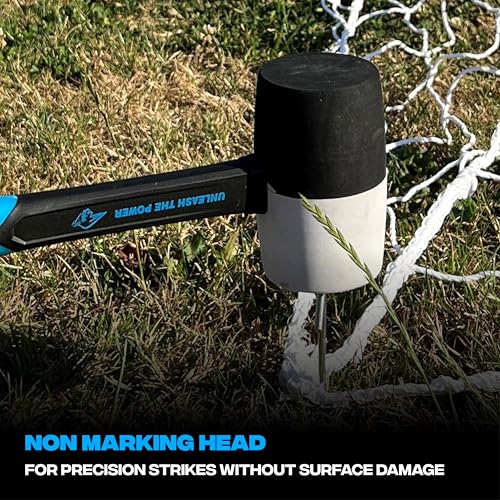 Image of OX Combination Rubber Mallet Nonmarking Rubber Mallet Hammer with Fibreglass Handle Multicolour 24 oz | Bounce-resistant, non-marking rubber mallet with ergonomic fiberglass handle for tile setting and general use.