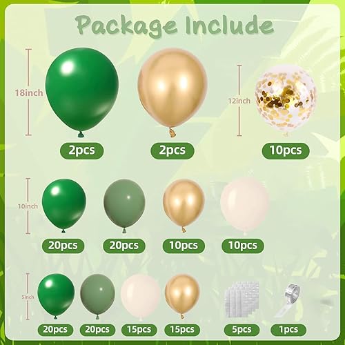 Miniatura 2 de Kit de guirnalda de globos de color verde salvia, color verde oscuro, arena, blanco y dorado, globos de confeti para baby shower, fiesta salvaje,