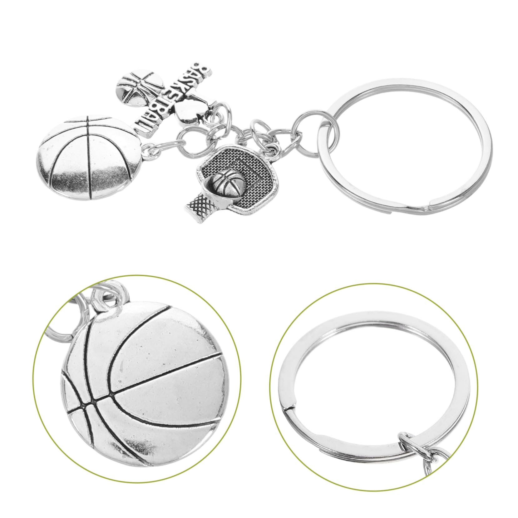 LIFKOME Portachiavi in Lega di Zinco Argento Pendente a Tema Basket Design Creativo e Lavorazione Delicata, come Decorazione o Regalo per Appassionati di Sport