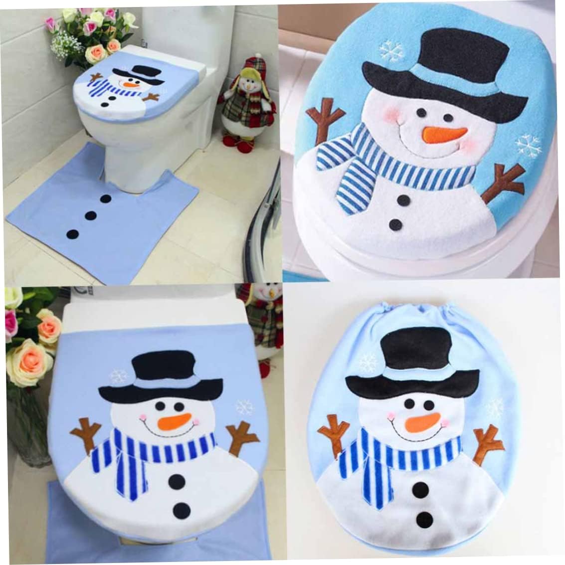 KUYYFDS Christmas Snowman Toilet Seat Cover, Christmas Snowman Lid Novelty Design Single Toilet Cover Xmas Bathroom Decoration Light Blue Christmas Toilet Lid,Tank Covers : Home & Kitchen