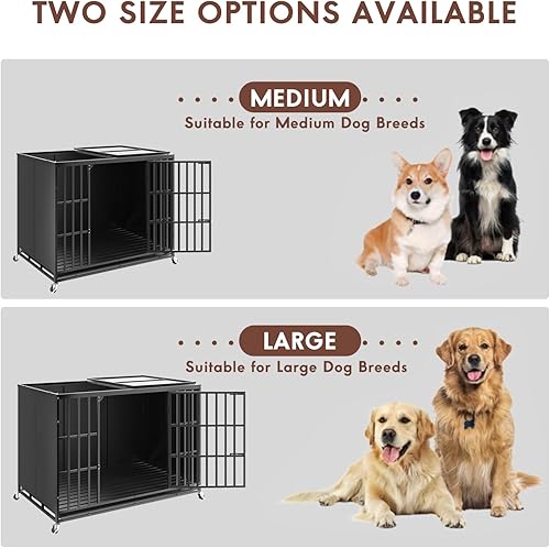 Miniatura 8 de Jaula para perros indestructible de alta ansiedad de 48 pulgadas con diseño cerrado, a prueba de escapes, para perros grandes, jaula para perros de