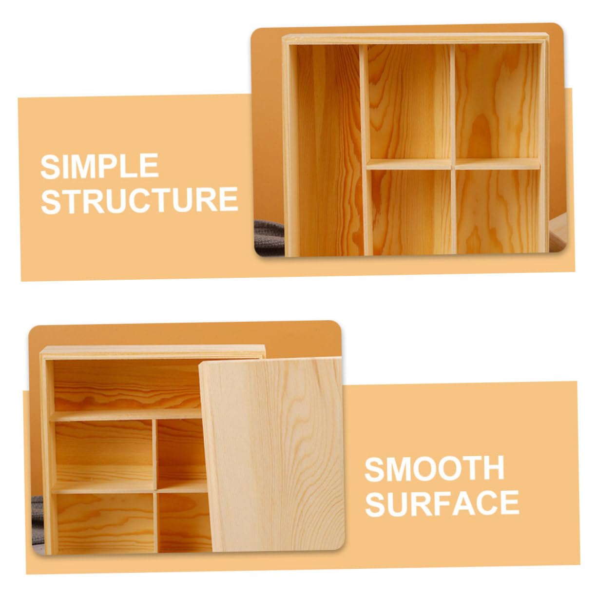 Caja Organizadora de Bolsitas de Té de Madera Beige para Hogar | Compartimentos para Sugar Packets y Tea Bags, Uso en Office Kitchen, Fácil de Llevar