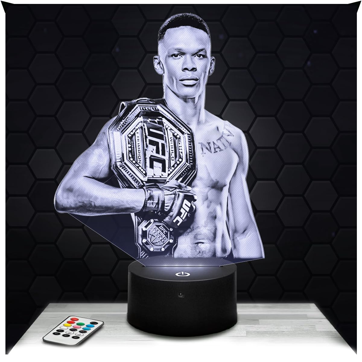 Lampephoto.fr - Israel Adesanya MMA 3D Lamp Decoration Mixed Martial Arts, Gift idea for Men Israel Adesanya MMA Adult Night Light Room Decor, Original Christmas, Gift idea for Men, Gifts