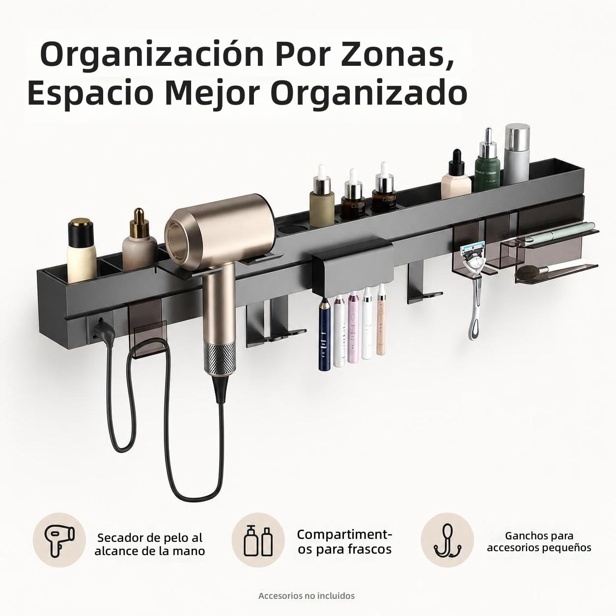 Armario con Espejo Inteligente para baño con Enchufe Integrado para secador de Pelo, Estante de Almacenamiento, Forma Redondeada, multifunción para Maquillaje