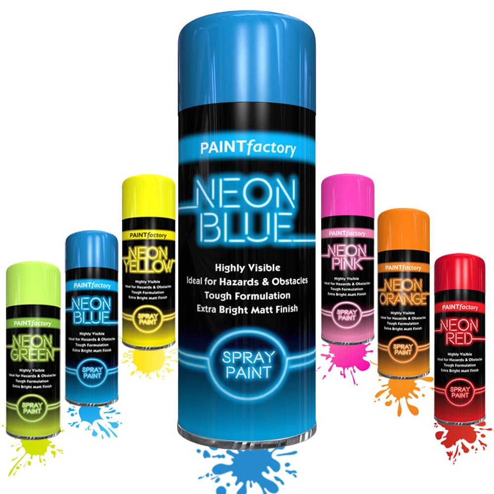 SCHNAZZ 1 x Neon Blue Spray Paint 200ml Fluorescent Bright Aerosol Extra Bright Graffiti (Banksey) Paint Assorted Colour
