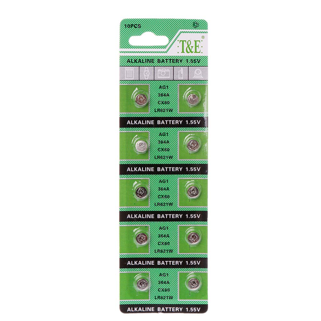 Nowon As Pictures Shown Mingstore 10Pcs Watch Battery Ag1 1.55V 364 Sr621sw Lr621 621 Lr60 Cx60 Alkaline Button Coin Cell Batteries