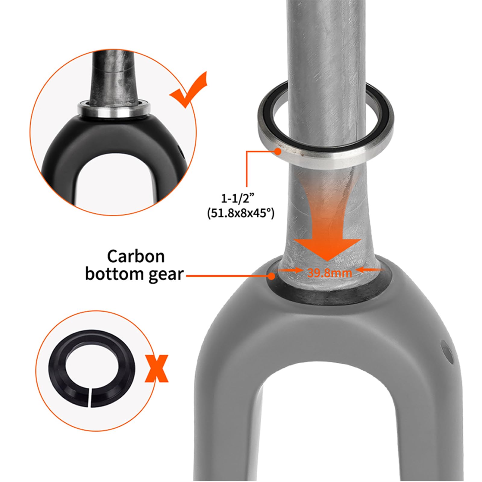 BUCKLOS Gravel 700C Kohlefaser Rennrad starre Gabel, QR 9 mm/100 x 12 mm Steckachse, 1-1/8 gewindeloses konisches Rohr, superleichte Fahrrad-Frontgabeln