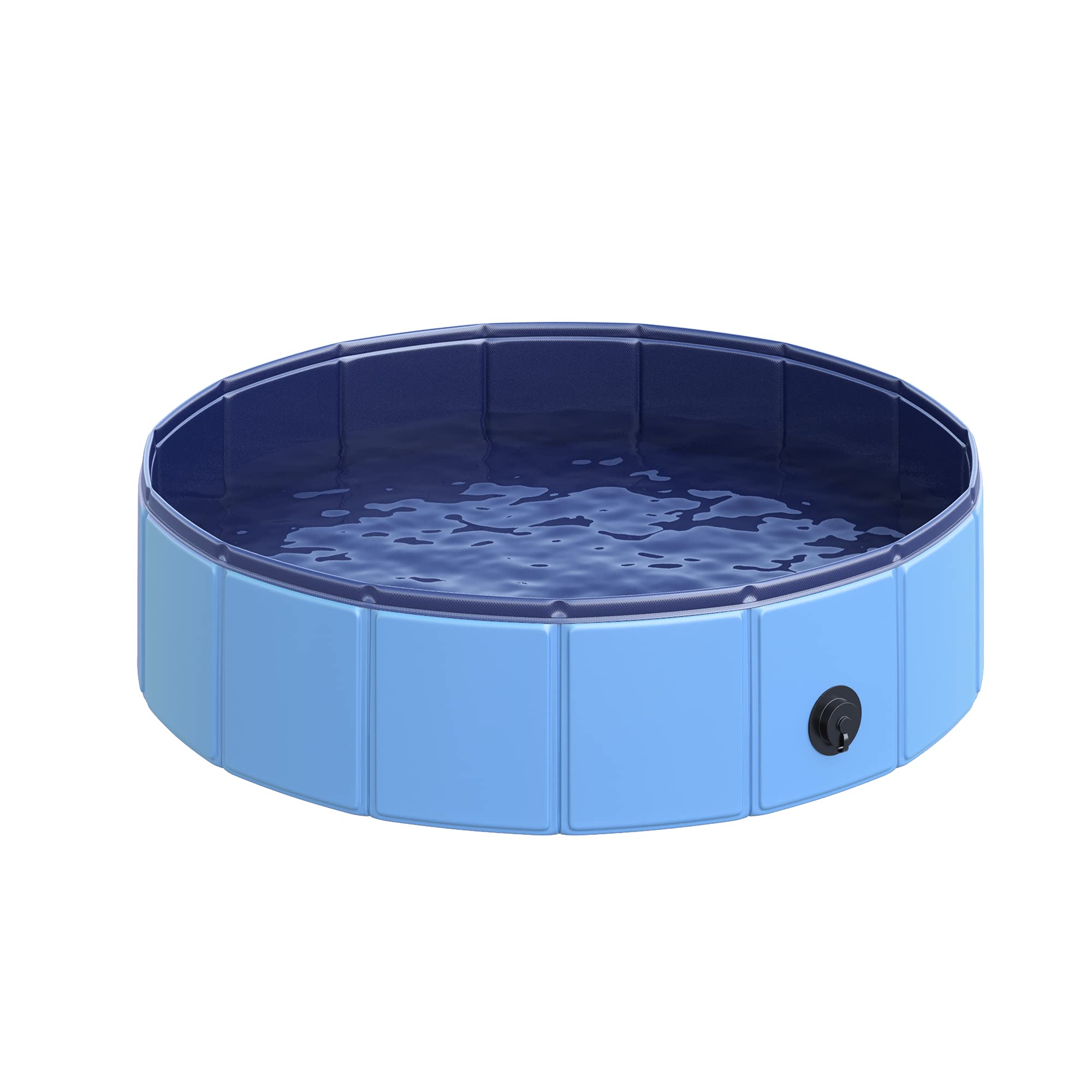 PawHut Piscina per Cani in Plastica, Piscina Pieghevole con Bordo Stabile per Animali Domestici, Ø80 x 20 cm, Blu