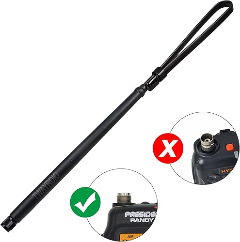 Miniatura 3 de TWAYRDIO Antena táctica CB TNC actualización para President Randy, Randy II FCC Handheld CB Radio - 27MHz (TX/RX)