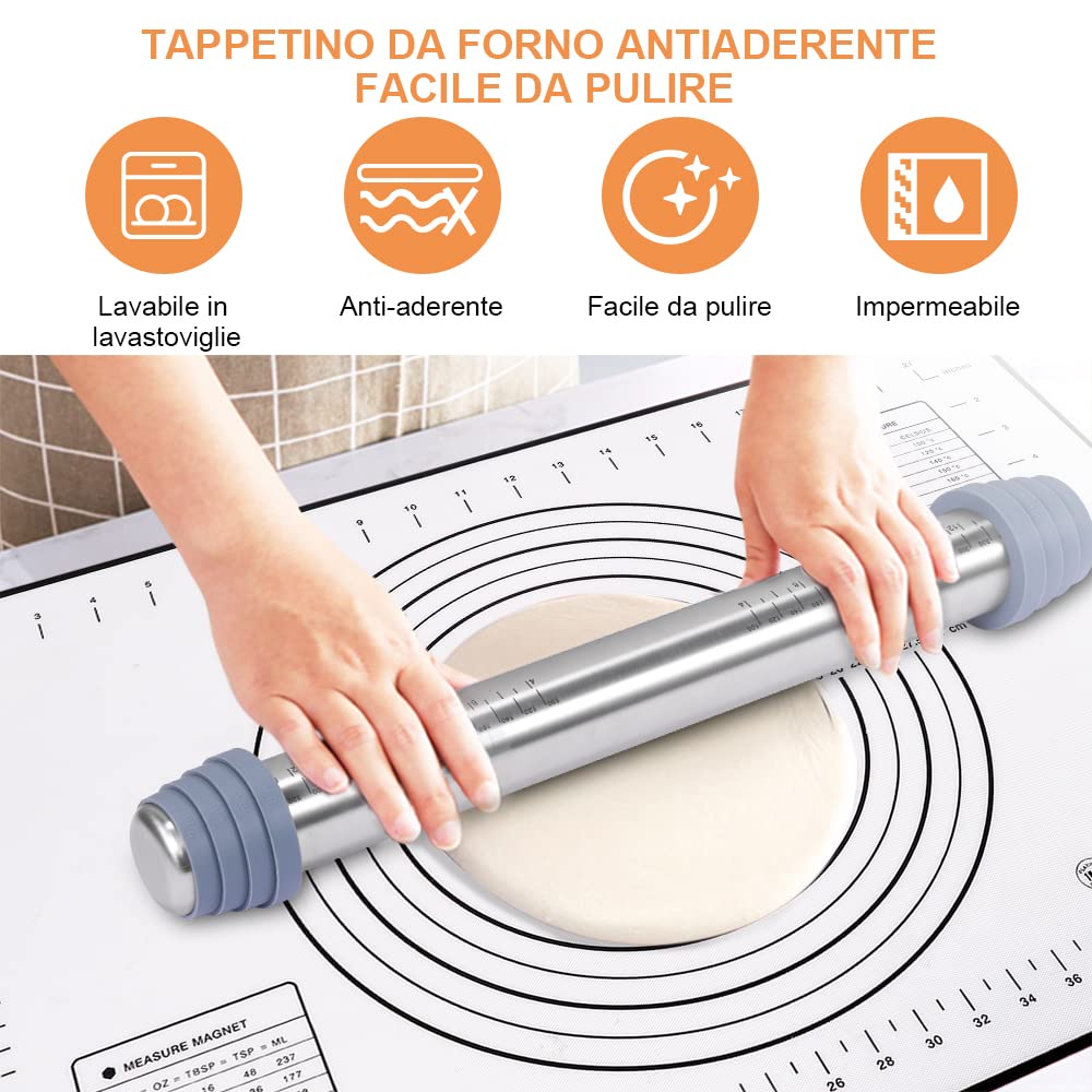 Set Mattarello In Acciaio Regolabile Con Accessori - TAVADA Per Pasta, Pizza E Dolci - Foto 10
