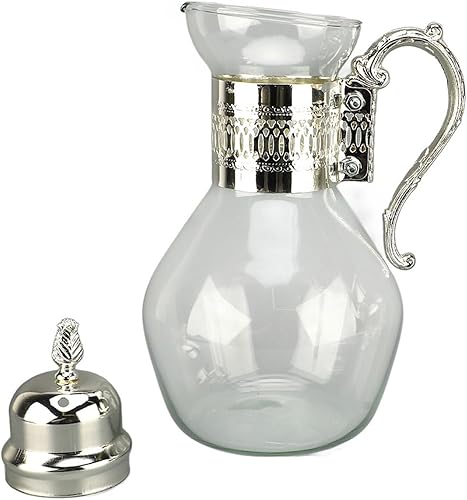 Miniatura 9 de Juego de tazas de café de vidrio vintage con tapa y taza, jarra de agua calentable para uso doméstico y oficina, 14 x 6.5 x 5.7 pulgadas, servicio