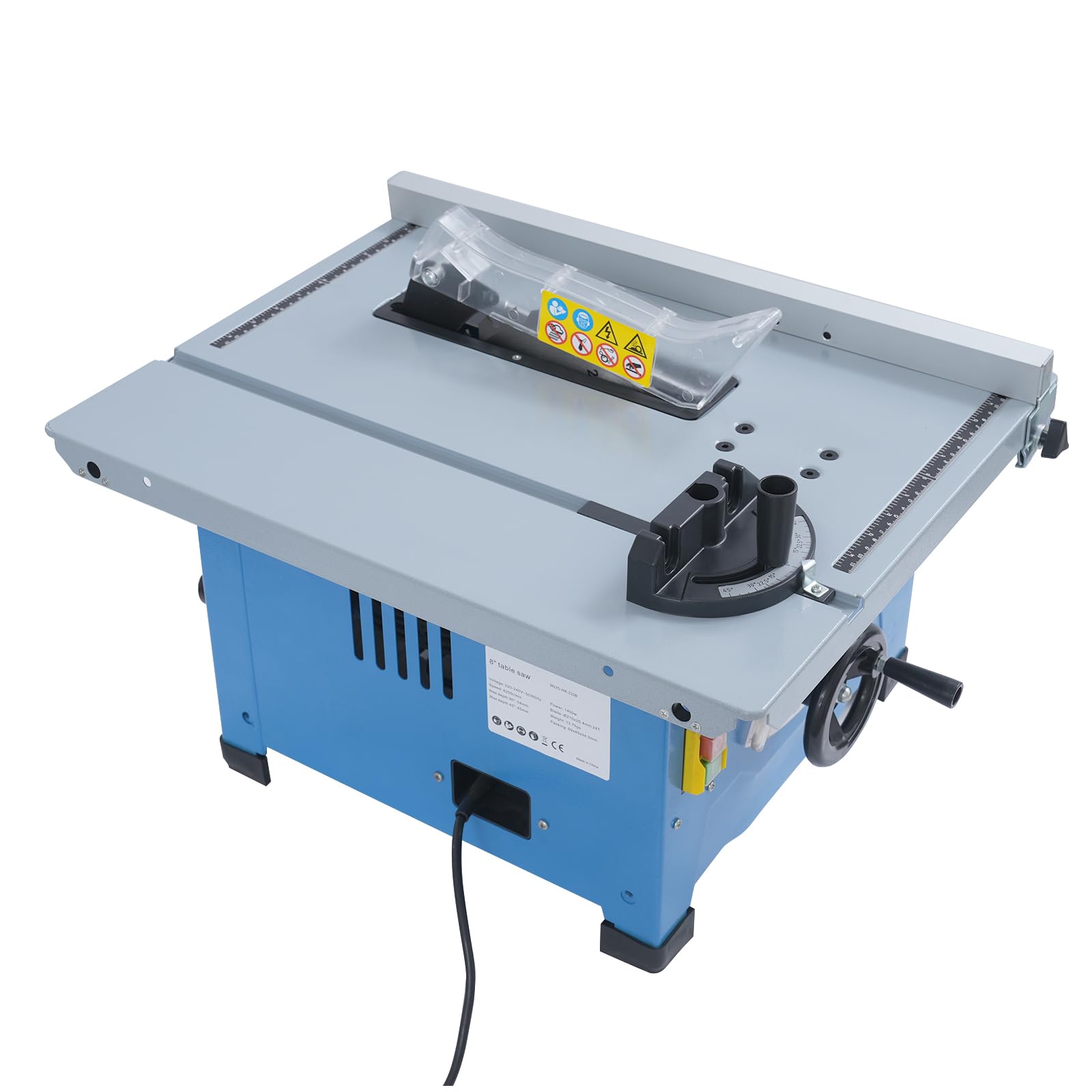Mini stołowa pilarka tarczowa 1400 W, 4200 obr./min, z poszerzeniem stołu, cięcie 0-45° i głębokość cięcia 54 mm, piła tarczowa z brzeszczotem 210 mm do obróbki drewna i majsterkowiczów