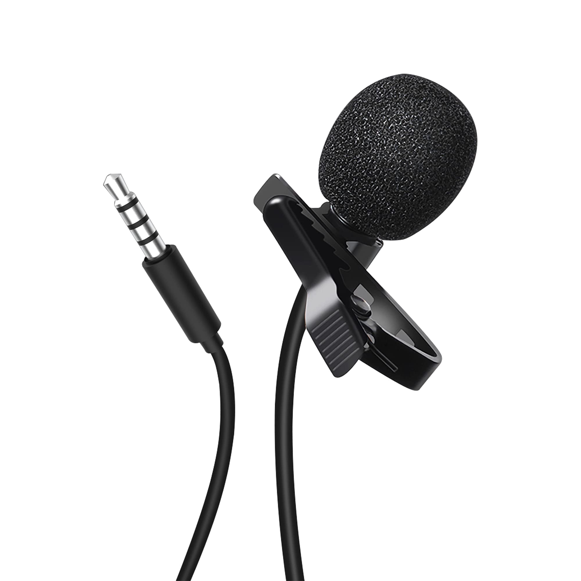 XO MKF01 Condenser Lavalier Lapel Microphone, Dual Clip-on Collar Mic with Detachable Microphone and Headphone 3.5mm Input Port - Black