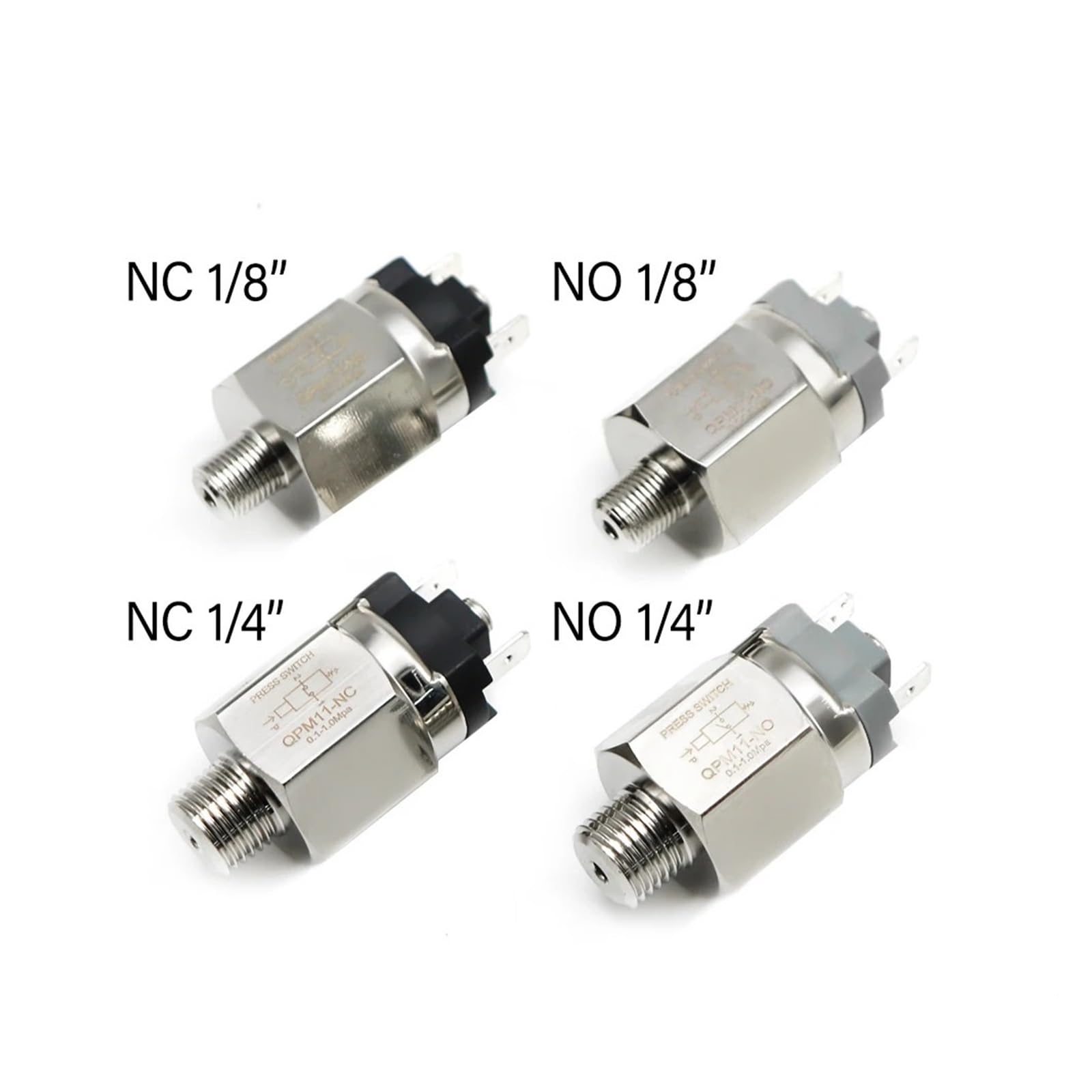 Interrupteur hydraulique à membrane micro-réglable 1/4" à 1/8" QPM11-NC / QPM11-NO, filetage externe de la ligne de pressostat(QPM11 1 8 NC)