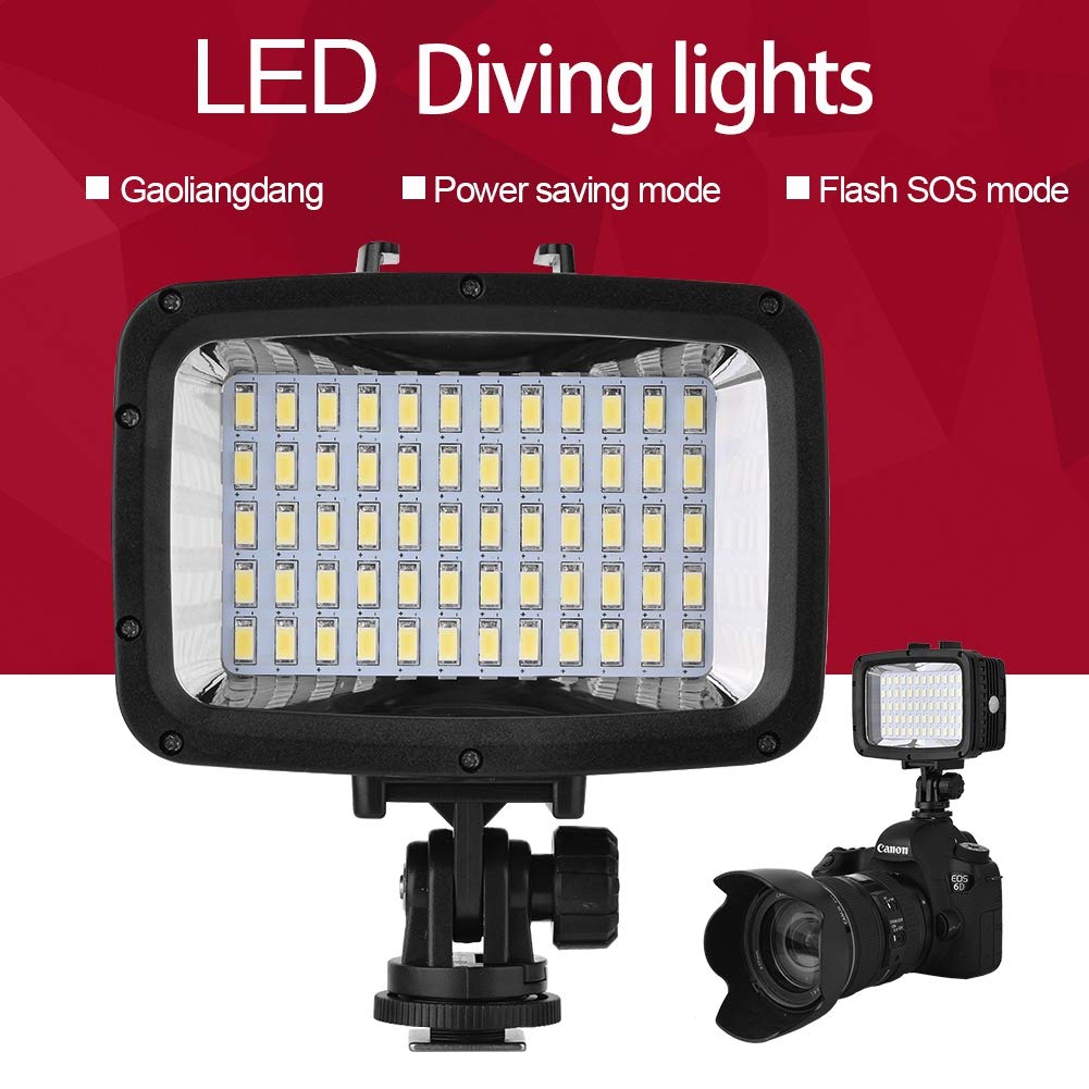 Luce della videocamera 40m / 130ft Immersione subacquea impermeabile 60pcs LED Luce video 16: 9 Lampada di riempimento per schermo largo per fotocamera e smartphone