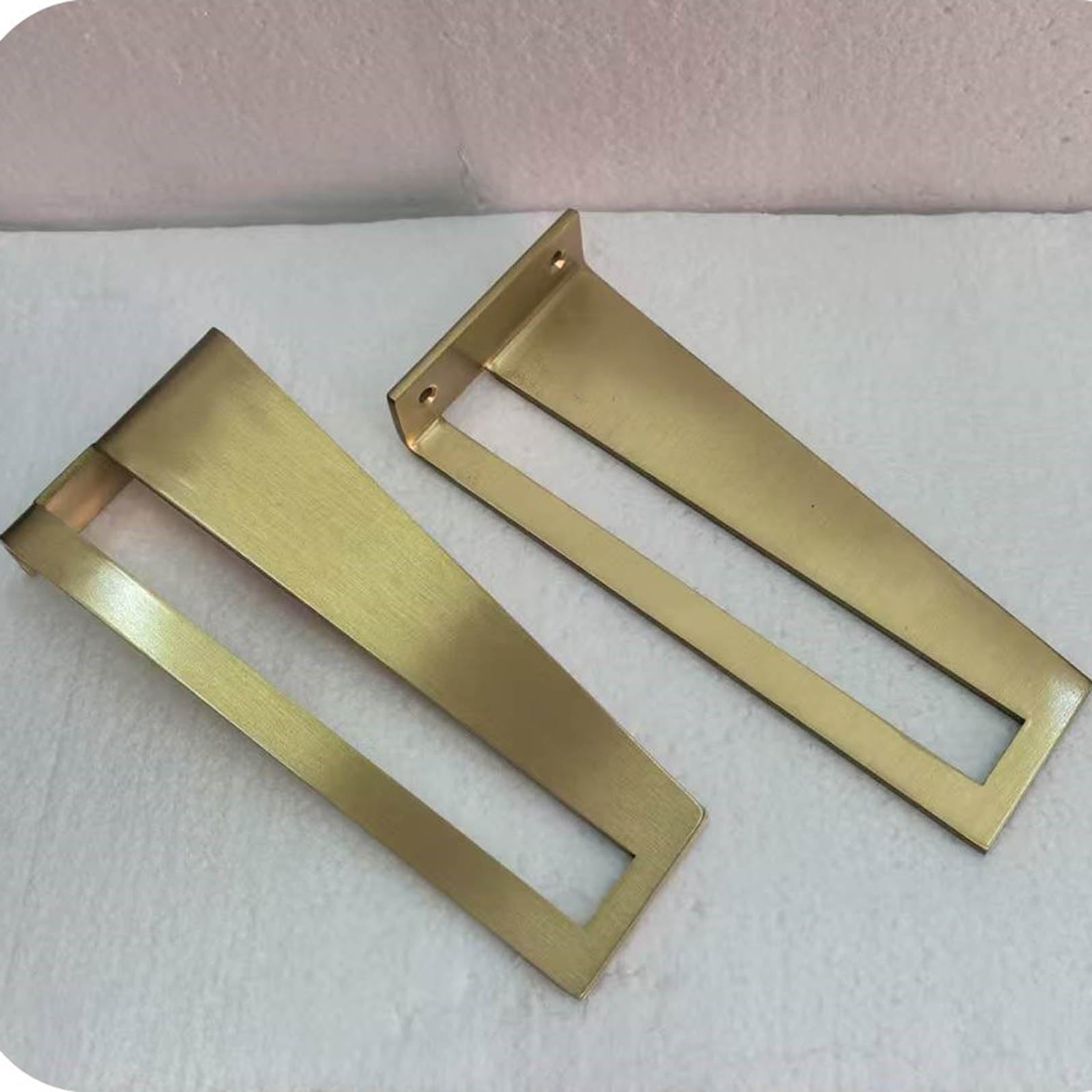 2 Piezas Soportes Flotantes para Estantes,Escuadras para Estanterias Metalicas,Soporte para Estanterías de Pared Pesados para Cocina Libros Estante,Con Tornillos (30.3cm,Dorado)