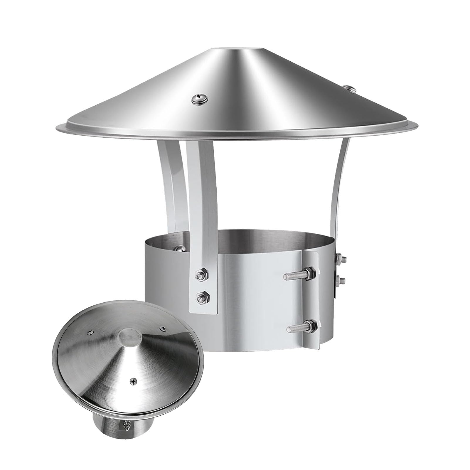 Round Chimney Rain Cap, 3" -12.4" Stainless Steel Chimney Cover Roof Vent Cap for Outside Fireplace Wood/Oil Stove Pipe Topper(210 mm/8.3 inch)