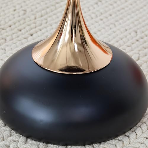 Miniatura 6 de Mesa auxiliar redonda moderna con base de pedestal dorada, parte superior de metal negro, mesa auxiliar decorativa para sala de estar (negro)