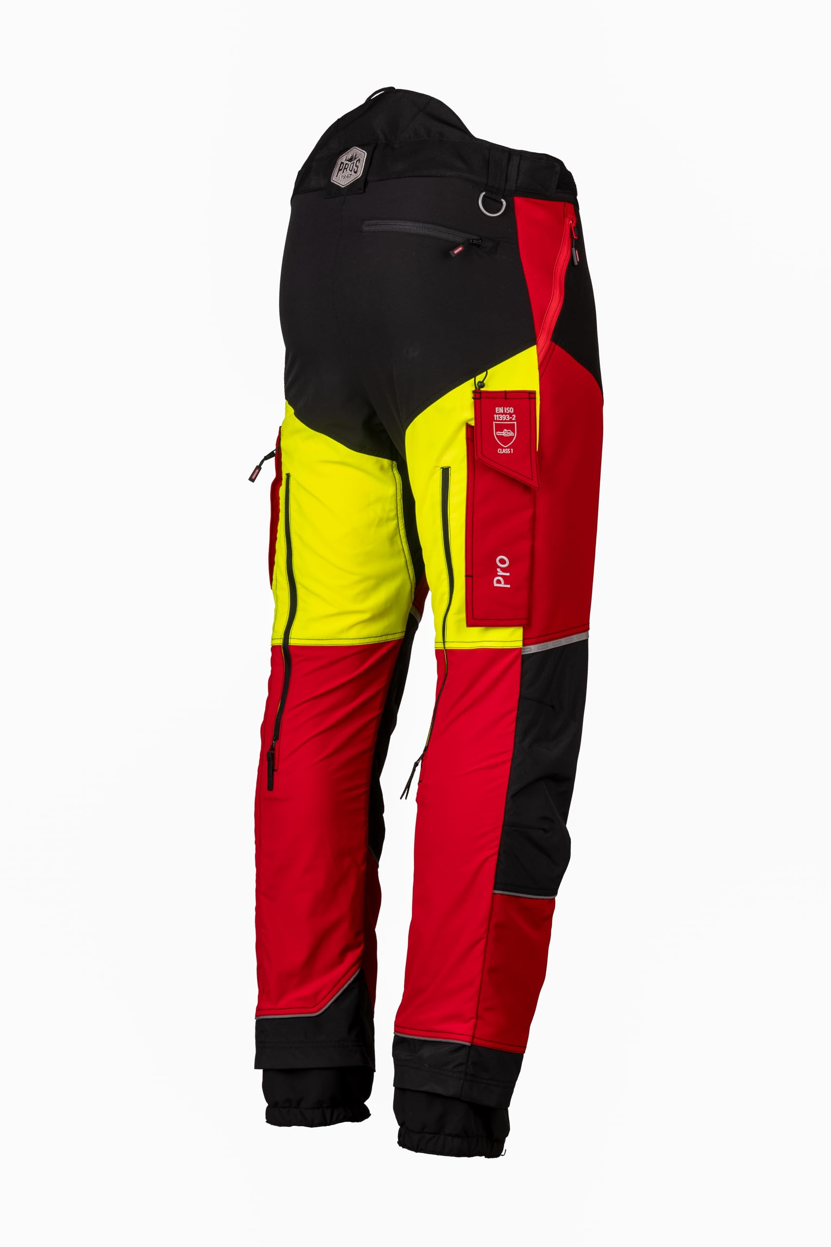Oregon - Pantalones de Motosierra Protect Pro, EPI Alta Visibilidad, Transpirable, 4 bolsillos, Equipo de Protección Profesional para Motosierra y Tareas Forestales, Rojo/Amarillo, Talla S
