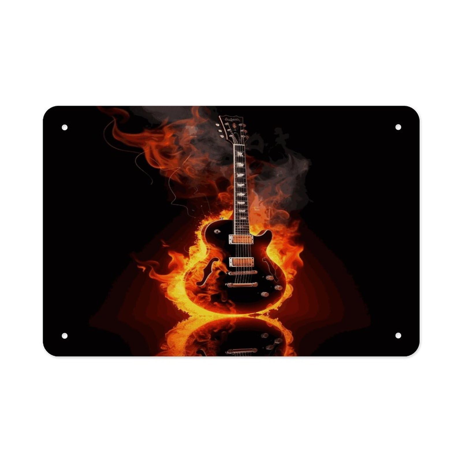 Fodpand Style Fire Guitar Wall Art Metal Signs Tin Sign