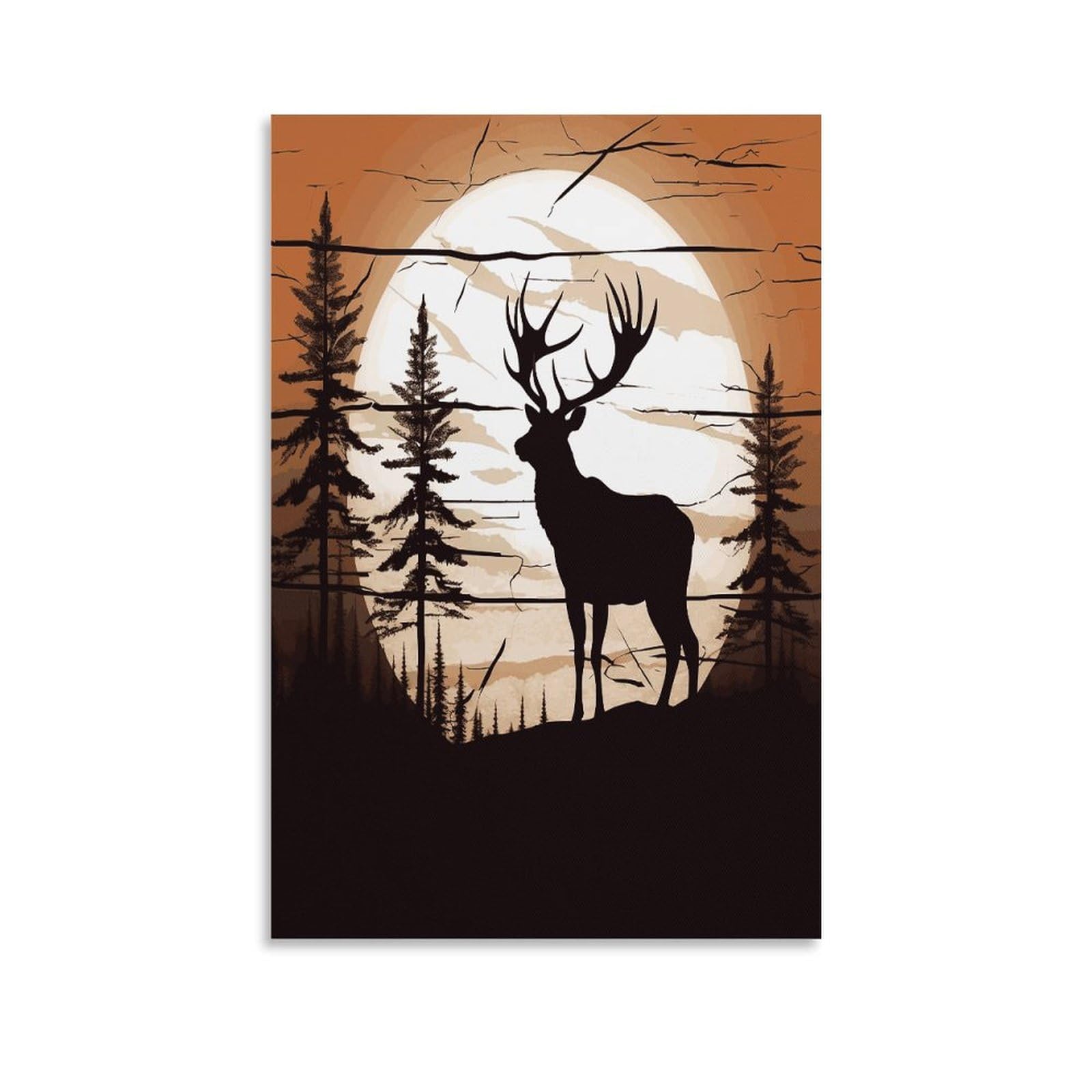 LDGSUPH Wild Elk Silhouette Canvas Wall Art Prints Hangable Decor Painting for Wall Prints Painting Artwork Modern Decorative Artwork Ready to Hang Wall Pictures for Home Decor 24x36inch(60x90cm)