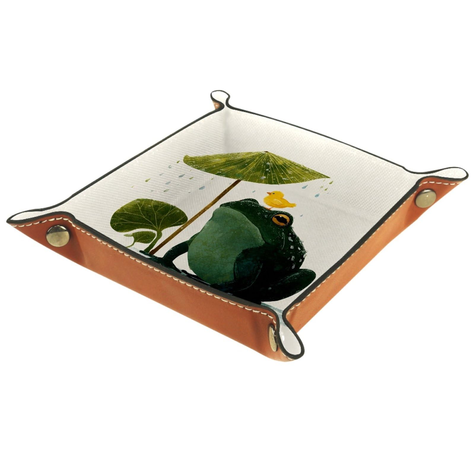 VAPOKF Frog Portable Dice Rolling Tray, Microfiber Leather Dice Holder Game Box for D&D, RPG, Table Games or Desktop Phone Key Storage, 20.5 × 20.5 cm