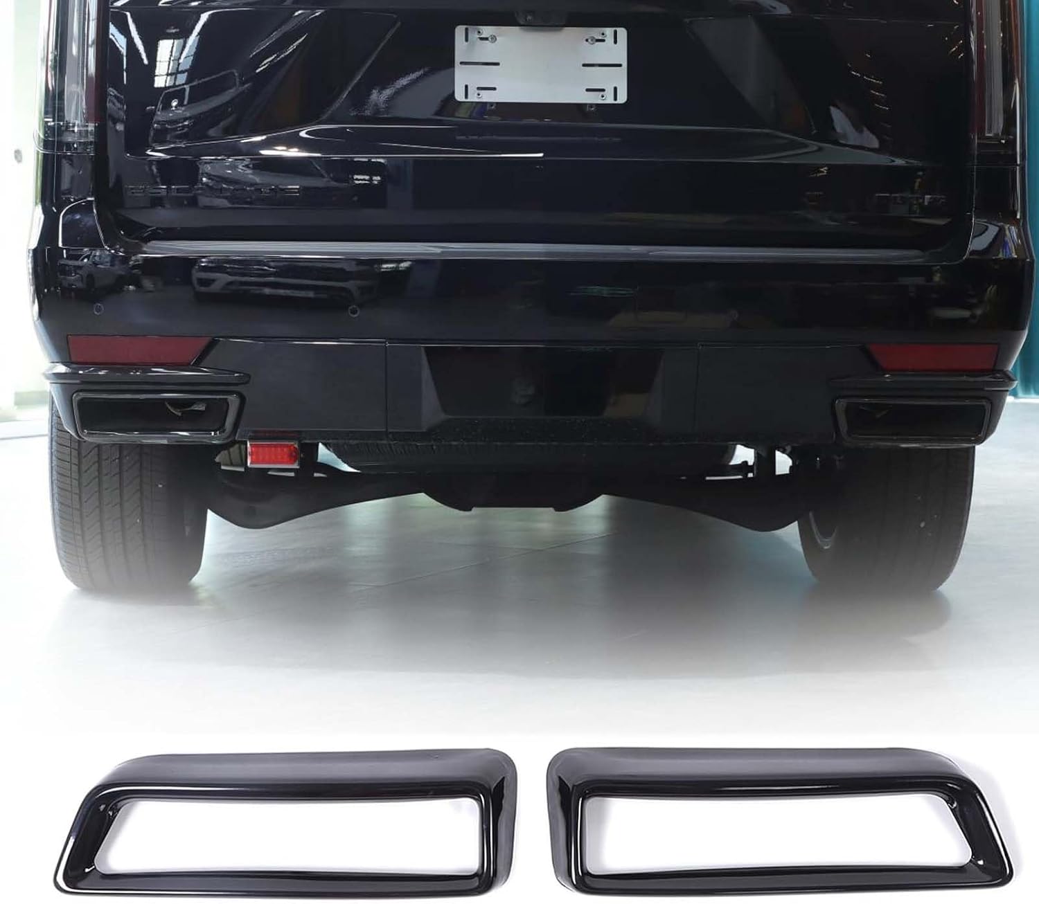 Tail Throat Exhaust Outputs Frame Cover Trim Compatible with Cadillac Escalade 2021 2022 2023 2024,Stainless Steel Exhaust Pipe Decorate Cover Car Exterior Accessories