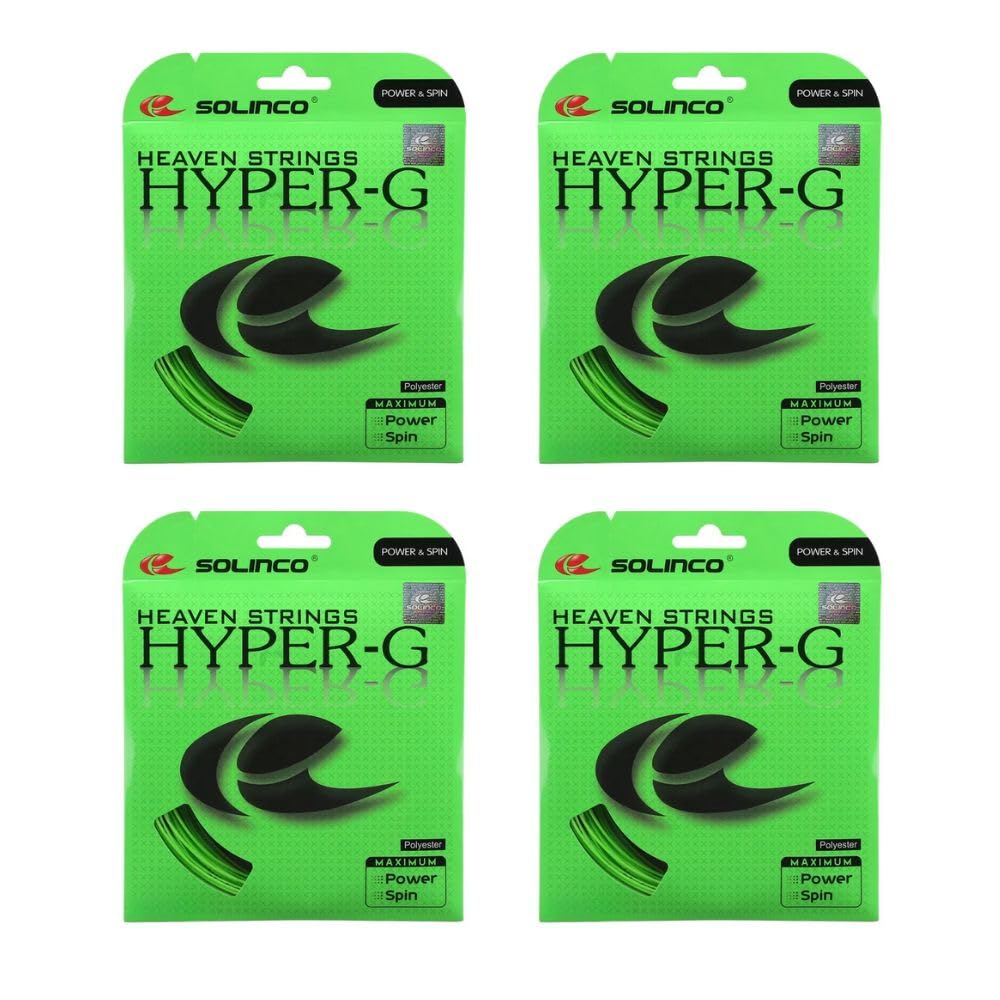 Solinco Hyper G Tennis String - 4 Packs (Green, 19g)