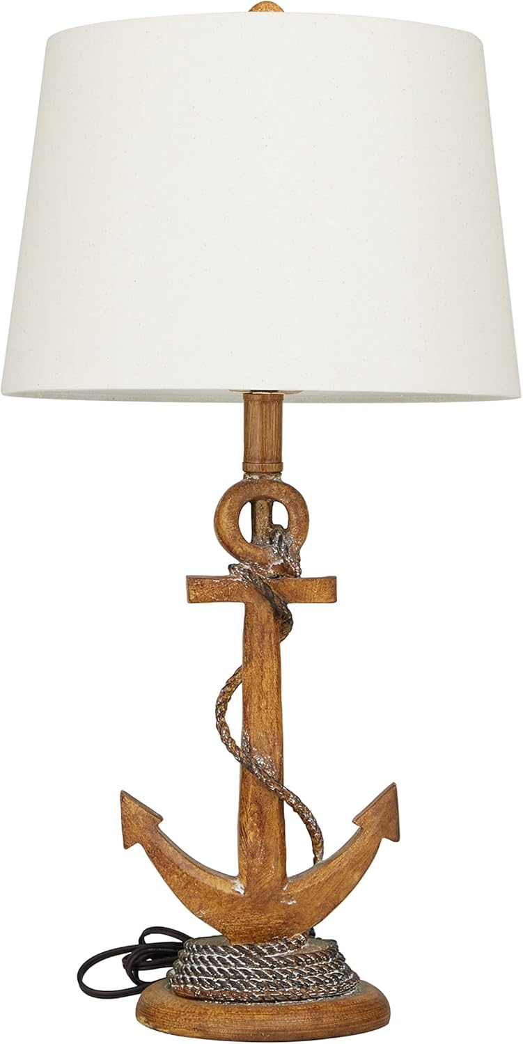 Deco 79 Polystone Anchor Table Lamp, Set of 2 13" W, 26" H, Brown