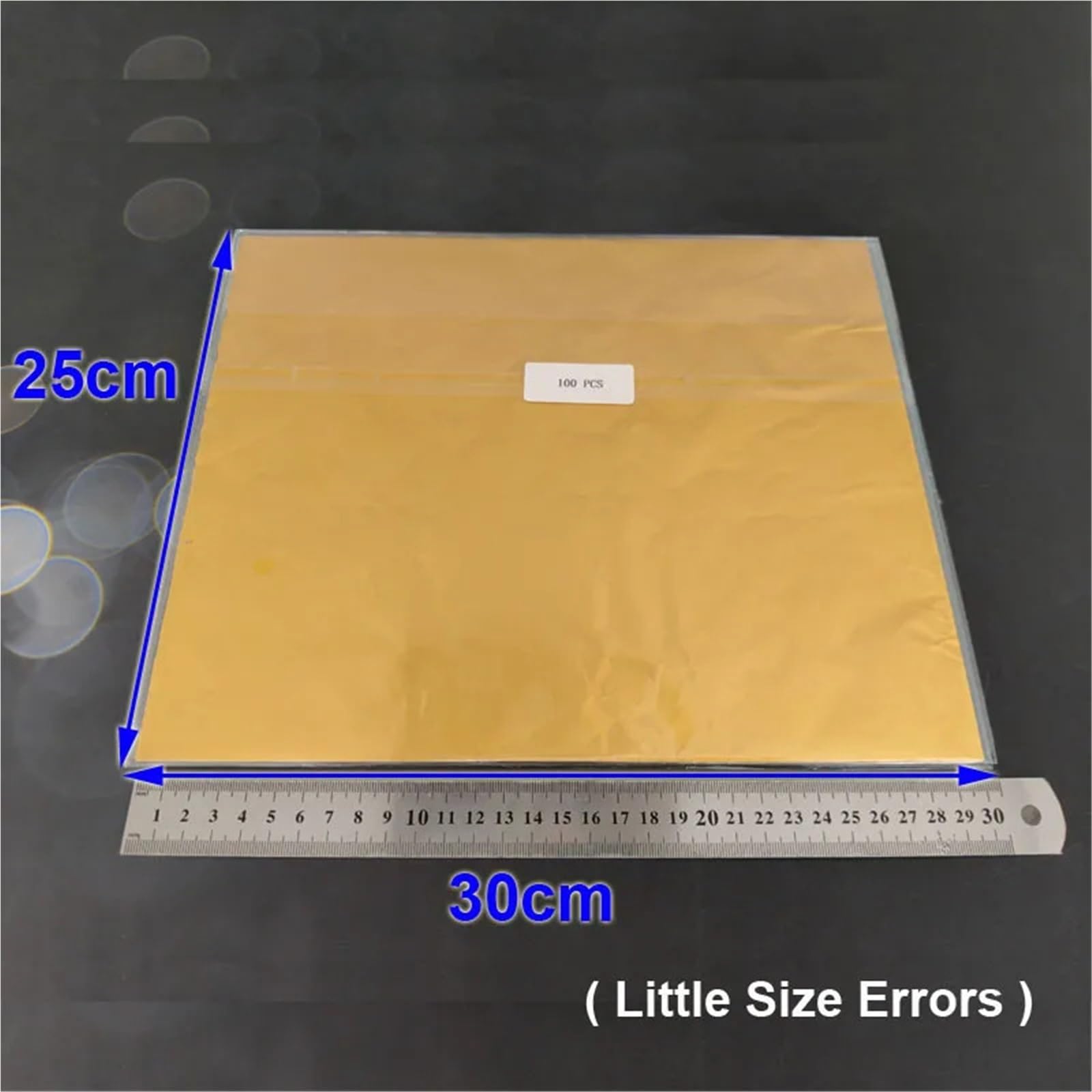 Bonbonpapier aus Folie, 100 Stück, 25 x 30 cm, Aluminiumfolie, glänzendes Gold, for selbstgemachte Süßigkeiten, Schokolade, Kekse, Geschenkverpackung