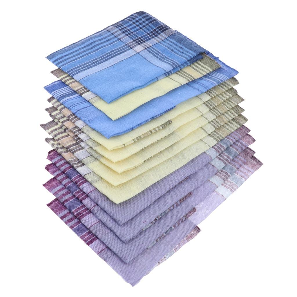 Enakshi® 12Pack Men's Plaid Pattern Handkerchiefs Classic Pocket Square Hanky|Clothing Shoes & Accessories | Mens Accessories | Handkerchiefs-image-21