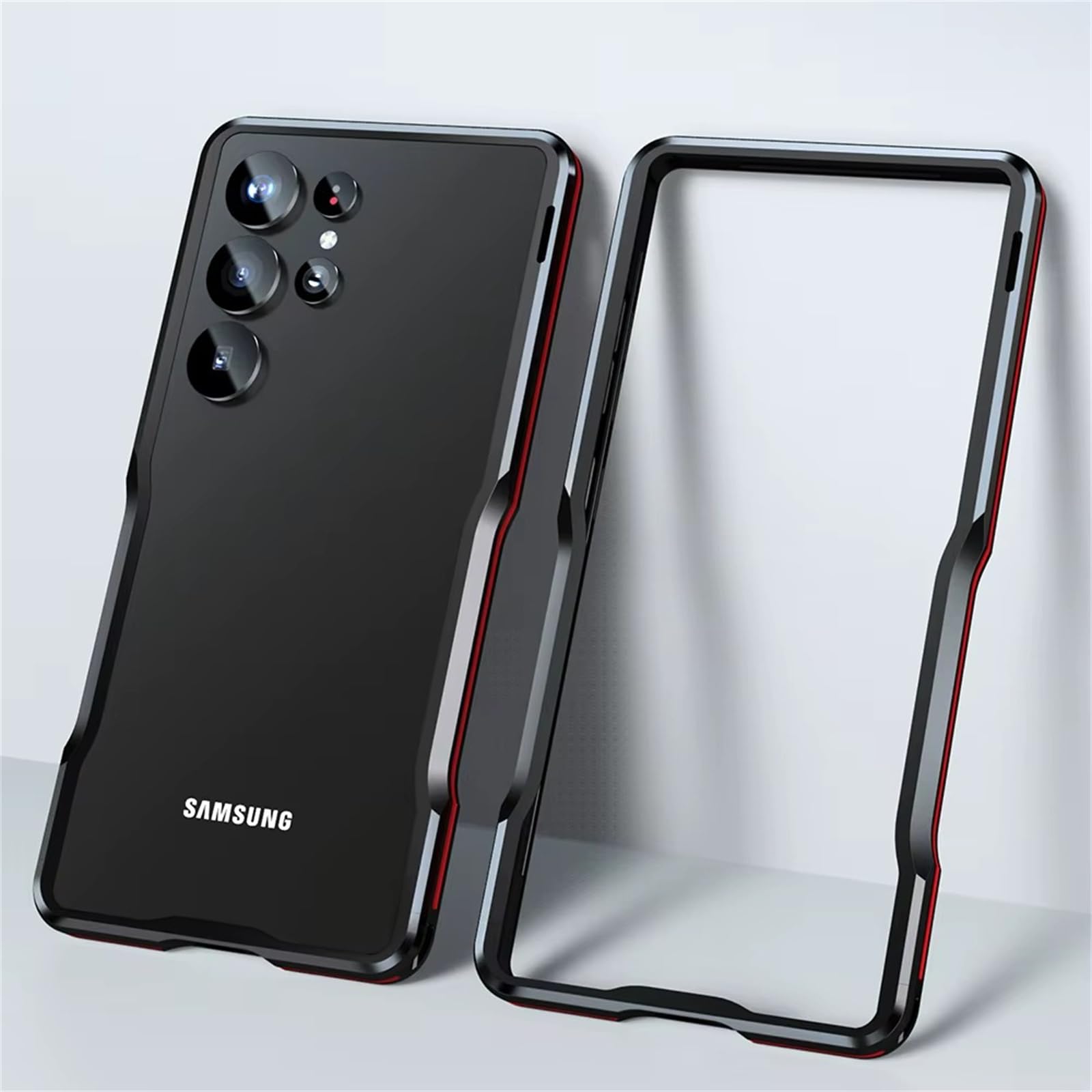 Zaprojektowane dla Samsung Galaxy S25 Ultra Metal Bumper Case, Mecha Style Super Tough Lekka Rama ze stopu aluminium Metalowy przycisk Zero zakłóceń sygnału (czarny)